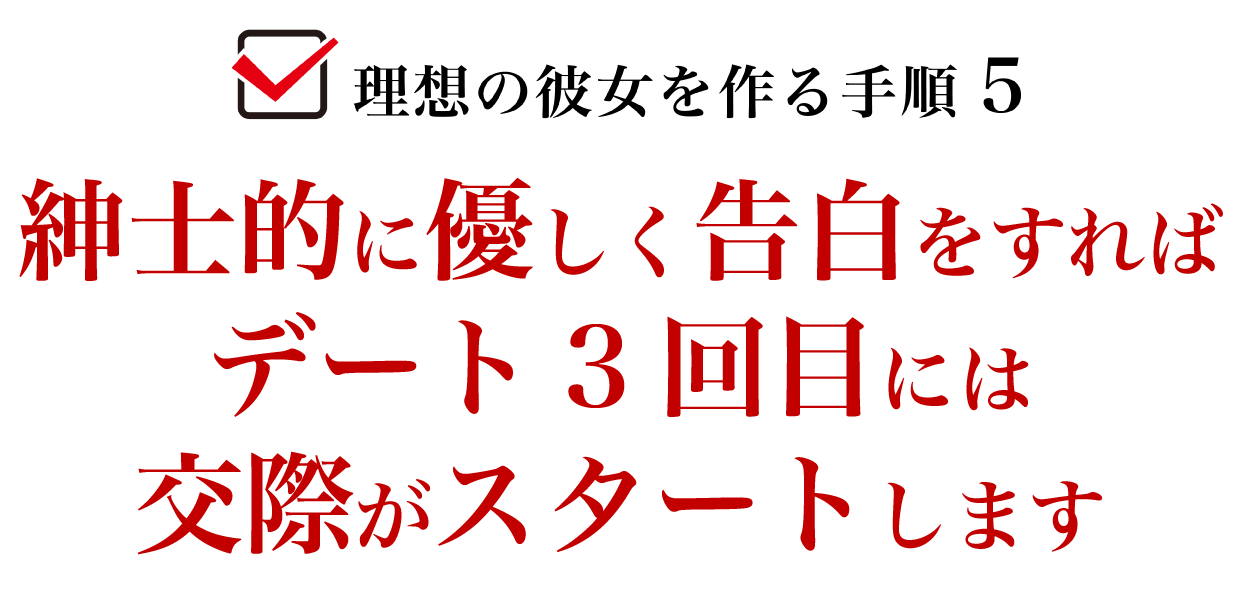 紳士的に優しく告白をすればデート3回目には交際がスタートします